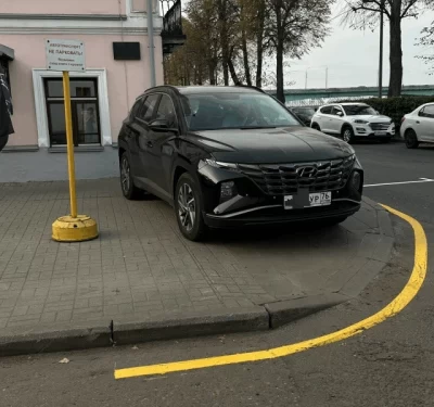 В Ярославле водитель иномарки устроил личную парковку на тротуаре набережной