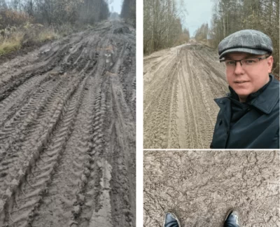 &laquo;Ботинки запачкать не побоялся&raquo;: борисоглебский глава осмотрел разбитую большегрузами дорогу